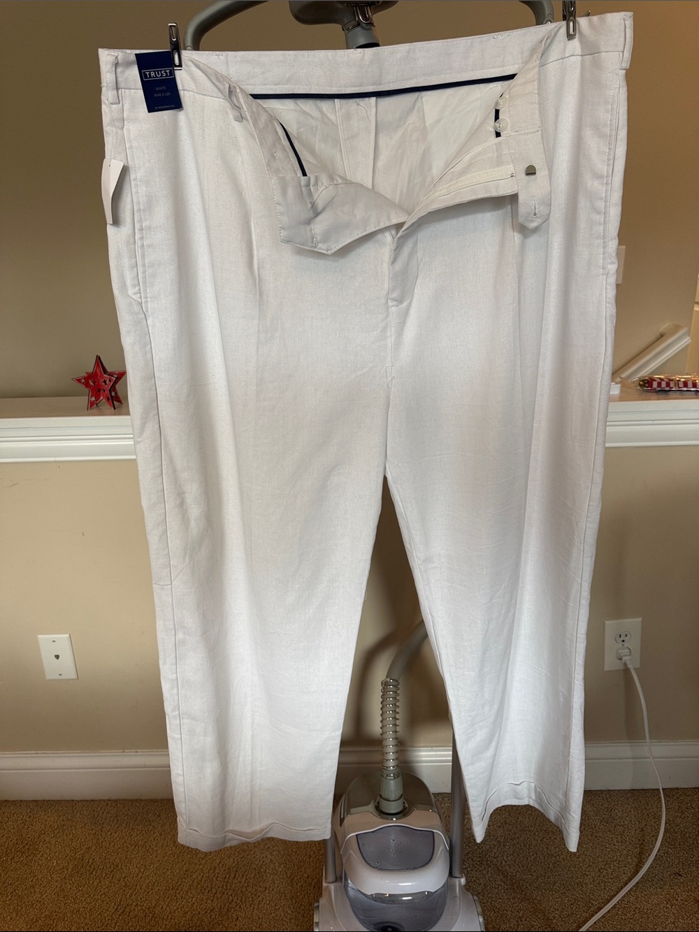 Trust brand Comfort Fit White Women's Linen-Blend Pants 3x Plus Size